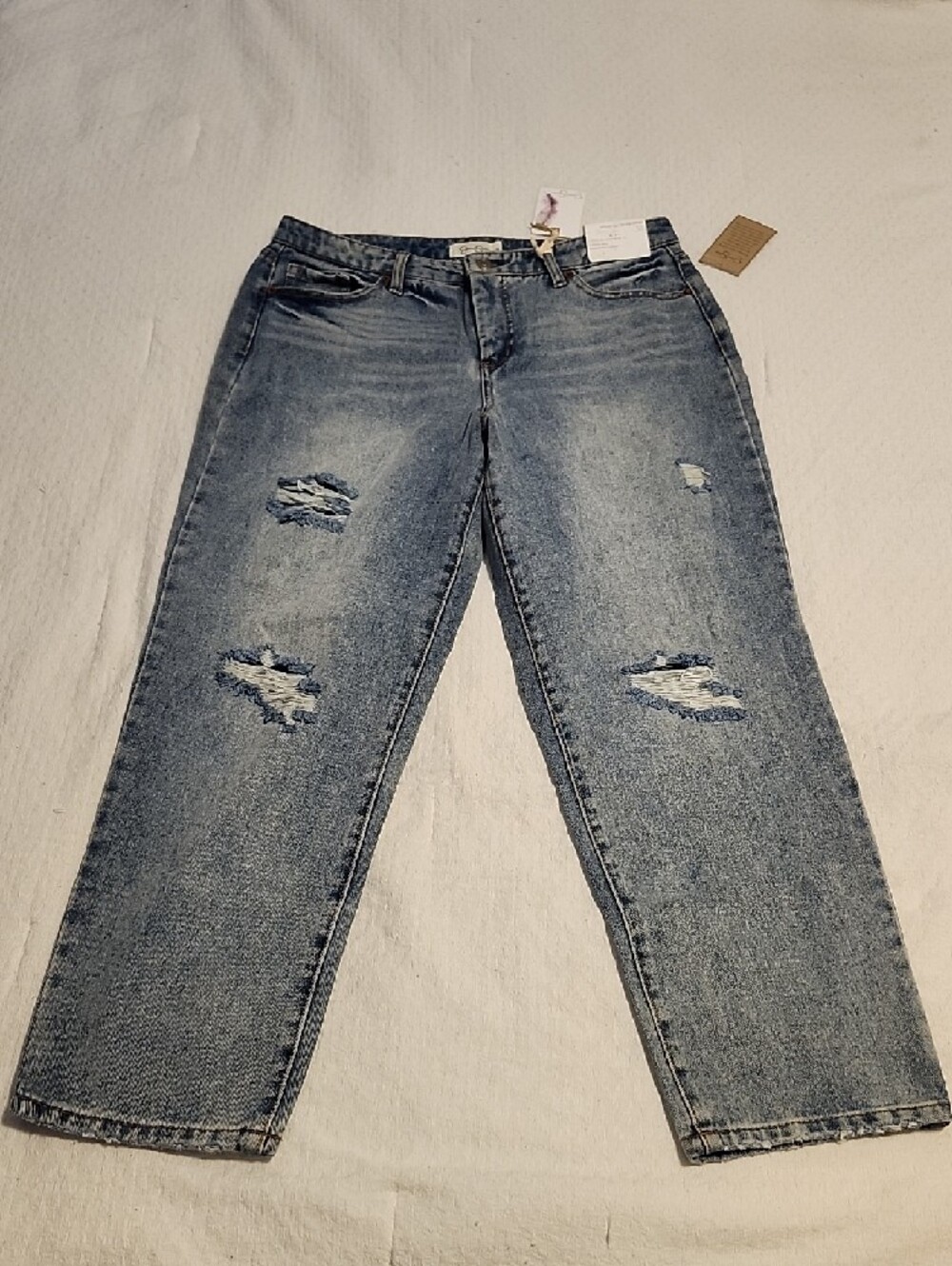 Jessica Simpson Light Washed Distressed Boyfriend Jeans - Picture 4 of 15